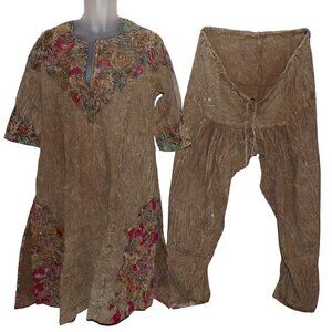Vintage Embellished Tunic & Harem Shalwar‎ Pants Stone washed Boho Hippy OS